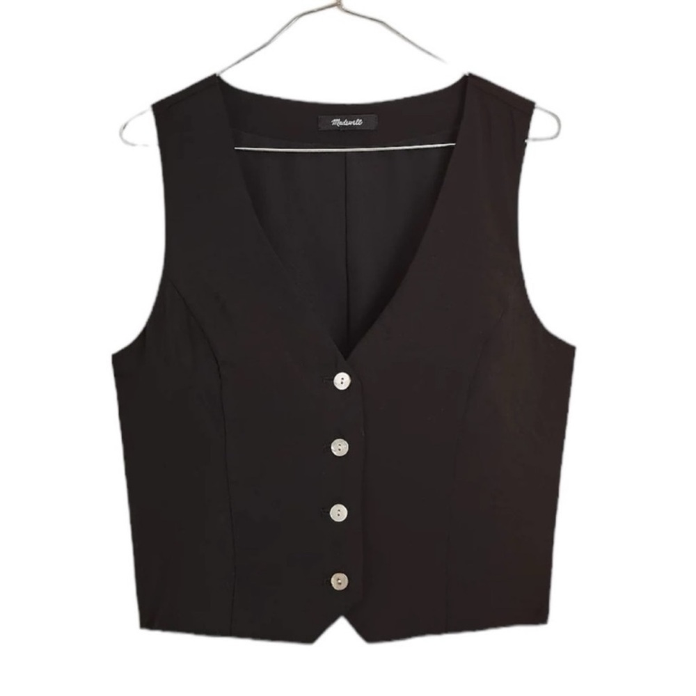 Madewell Katrina Crop Vest Top in True Black Softdrape